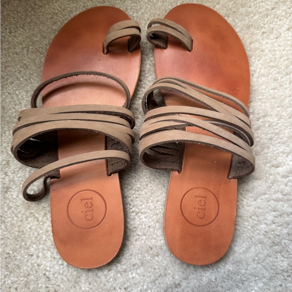 Ciel Brown Leather Sandals with Straps
